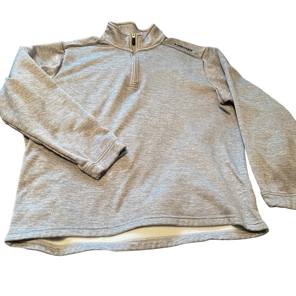 Head Mens Athletic 1/4 Zip Grey Heathered Sweater-Size Large